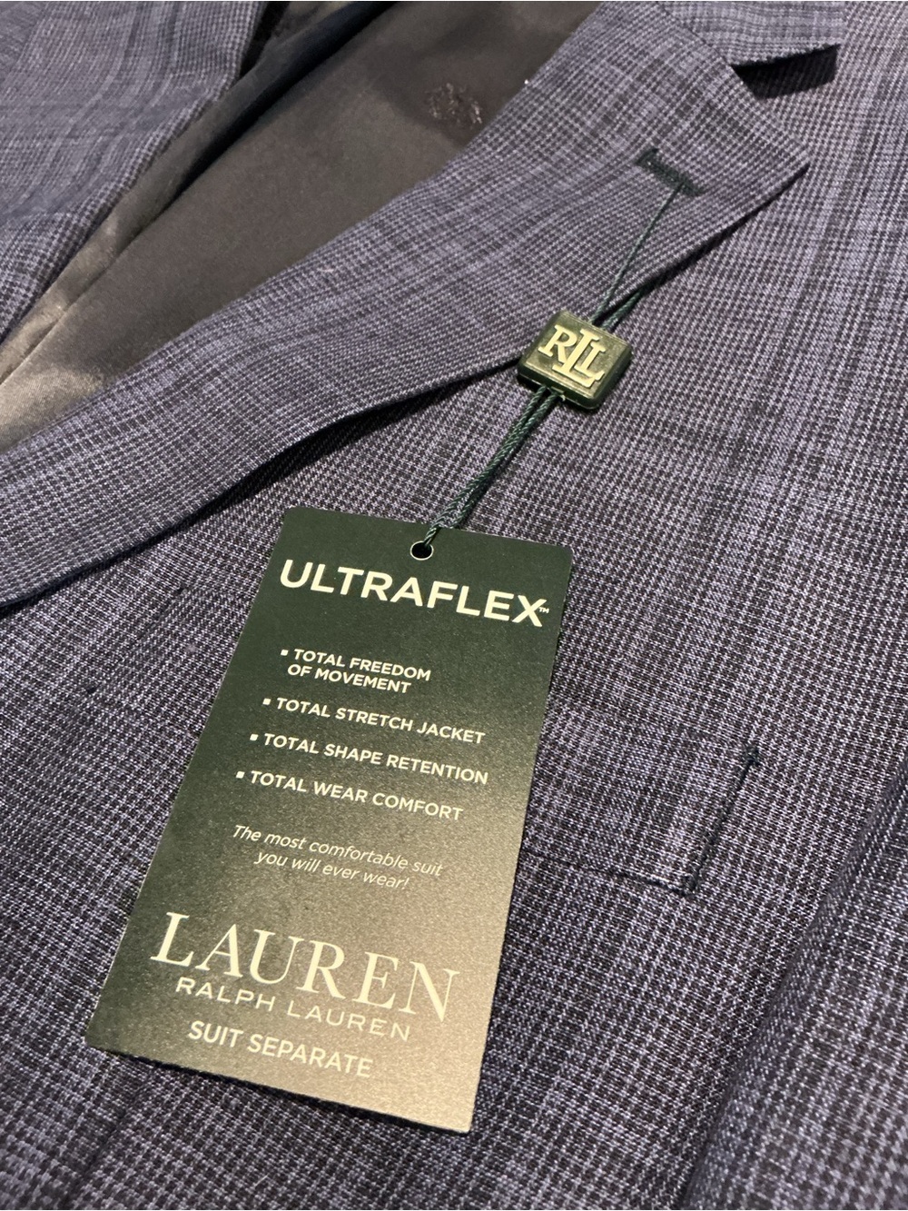 NWT Lauren Ralph Lauren Ultraflex Navy Plaid Sport Coat Blazer 44L - Picture 3 of 12